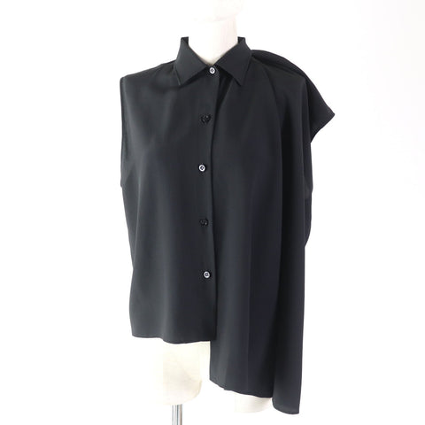 balenciaga Asymmetric Sleeveless Blouse Black