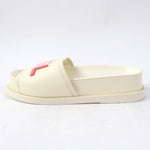 Chanel Logo Slide Sandals Leather Ivory 35