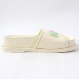 Chanel Logo Slide Sandals Leather Ivory 35