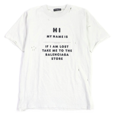 balenciaga Cotton Destroyed T-shirt Ivory S