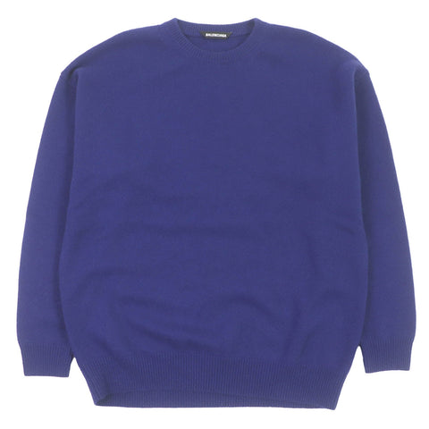 balenciaga Cashmere Logo Knit Sweater Blue XS