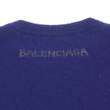 balenciaga Cashmere Logo Knit Sweater Blue XS