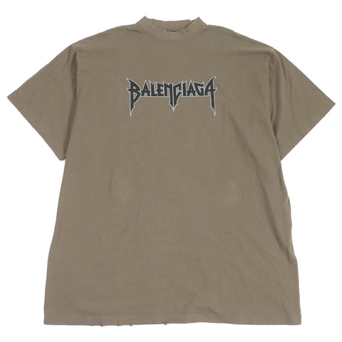 balenciaga Distressed Oversized T-shirt Brown