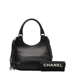 Chanel logo Tasel handbags black leather ladies Chanel