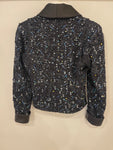 *HOT* Chanel Black and Blue Sequin Embellished Jacket with Satin Collar Detail Size FR 34 (UK 6)
