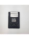 24P Coco Lettering CC Logo Card Slot Caviar Black AP3835 Chanel
