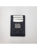 24P Coco Lettering CC Logo Card Slot Caviar Black AP3835 Chanel