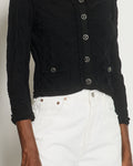 *HOT* Chanel Black Stretch-Jersey igan with Ruthenium CC Buttons Detail Size FR 40 (UK 12)