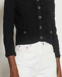 *HOT* Chanel Black Stretch-Jersey igan with Ruthenium CC Buttons Detail Size FR 40 (UK 12)