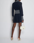 *HOT* Chanel Airline Collection Navy Cashmere Jumper and Mini Skirt Set with Silver Logo Airplane Appliqu√©s Size FR 38 (UK 10)