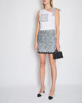 *CURRENT SEASON* Chanel 24P Black & White Denim Floral Print CC Mini Skirt Size FR 36 (UK 8) RRP ¬£2570