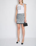 *CURRENT SEASON* Chanel 24P Black & White Denim Floral Print CC Mini Skirt Size FR 36 (UK 8) RRP ¬£2570