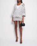*SUPER HOT* Chanel 25C Grey Chunky Knitted igan & Skirt Set with Crystal Flower Buttons Detail Size FR 36 (UK 8) / FR 34 (UK 6)