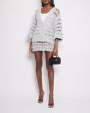 *SUPER HOT* Chanel 25C Grey Chunky Knitted igan & Skirt Set with Crystal Flower Buttons Detail Size FR 36 (UK 8) / FR 34 (UK 6)