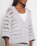*SUPER HOT* Chanel 25C Grey Chunky Knitted igan & Skirt Set with Crystal Flower Buttons Detail Size FR 36 (UK 8) / FR 34 (UK 6)