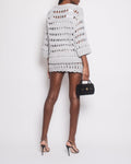 *SUPER HOT* Chanel 25C Grey Chunky Knitted igan & Skirt Set with Crystal Flower Buttons Detail Size FR 36 (UK 8) / FR 34 (UK 6)