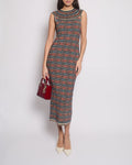 *RARE* Chanel 19A Egypt Collection Metallic Gold, Red and Blue Sleeveless Knitted Midi Dress Size FR 34 (UK 6) RRP ¬£2,150