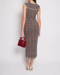 *RARE* Chanel 19A Egypt Collection Metallic Gold, Red and Blue Sleeveless Knitted Midi Dress Size FR 34 (UK 6) RRP ¬£2,150