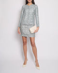 *HOT* Chanel 23P Black, White & Metallic Green Sequin Jacket and Skirt Set with CC Button Details Size FR 34/36 (UK 6/8) RRP Jacket ¬£6,500, RRP Skirt ¬£3,800