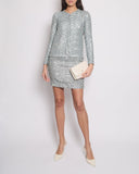 *HOT* Chanel 23P Black, White & Metallic Green Sequin Jacket and Skirt Set with CC Button Details Size FR 34/36 (UK 6/8) RRP Jacket ¬£6,500, RRP Skirt ¬£3,800