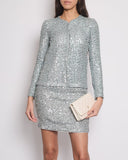 *HOT* Chanel 23P Black, White & Metallic Green Sequin Jacket and Skirt Set with CC Button Details Size FR 34/36 (UK 6/8) RRP Jacket ¬£6,500, RRP Skirt ¬£3,800