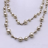 Chanel Long Double Strand Faux Pearl Necklace With Cc Logo
