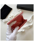 19 Gold Hardware Lambskin Flap Card Wallet Coral Pink Chanel
