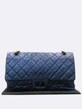A37587 Metallic Blue Vintage 2 55 Old Large Gold Chain Shoulder Bag Chanel