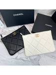 19 Medium Lambskin Clutch Bag White Chanel