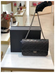 255 Chain Vintage Calfskin Ruthenium  Large Flap Shoulder Bag Black Chanel