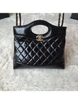 31 Gold Hardware Small Shiny Lambskin Shoulder Bag Black Chanel