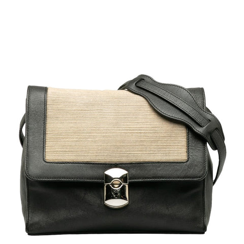 balenciaga Afternoon Leather Canvas Shoulder Bag