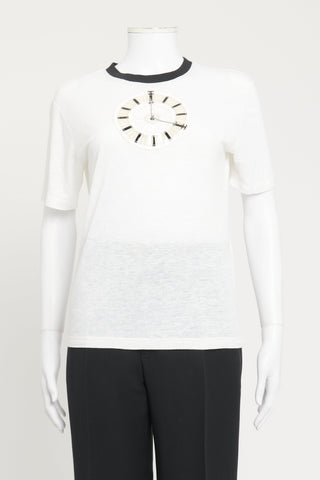 2020 Ivory Clock-Motif Chanel T-Shirt