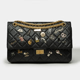 Chanel Lucky Charms 2.55 double New shoulder bag in black quilted leather, AGHW