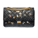 Chanel Lucky Charms 2.55 double New shoulder bag in black quilted leather, AGHW