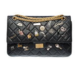 Chanel Lucky Charms 2.55 double New shoulder bag in black quilted leather, AGHW