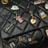 Chanel Lucky Charms 2.55 double New shoulder bag in black quilted leather, AGHW