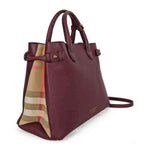 A Top Quality Burberry The Medium Banner Leather House Check Handbag -  Mahogany Red