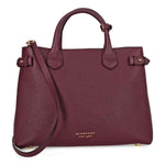 A Burberry The Medium Banner Leather House Check Handbag -  Mahogany Red