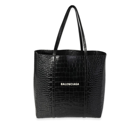 balenciaga Crocodile-Embossed Leather Small Everyday Tote