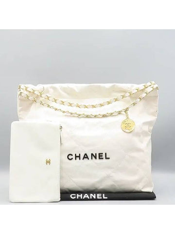 AS3260 White Leather 22 Small Gold Metal Chain Shoulder Bag Chanel