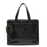 Chanel Logo Patent Leather Tote Bag Black