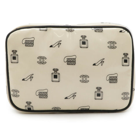Chanel Logo Print Travel Pouch Cosmetic Bag