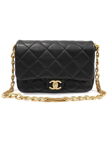 AS4231 Black Lambskin CC Logo Small Flap Chain Shoulder Bag Chanel