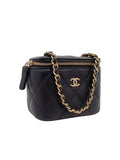 AP1340 Black Caviar Skin Vanity Gold Mini Chain Cross Bag Chanel