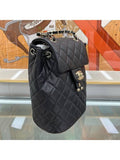 Backpack Grained Shiny Calfskin Gold Metal Black Chanel