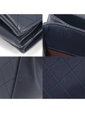 A93518 Navy Calfskin Quilted Metal Chain Tote 2WAY 23rd Unit Chanel