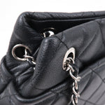 Chanel Matelasse Caviar Skin Chain Tote Bag Shoulder Bag Black