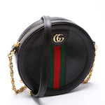 550618 Ophidia Leather Round Small Crossbody Black
