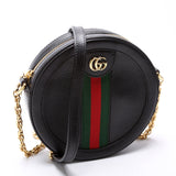 550618 Ophidia Leather Round Small Crossbody Black